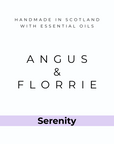 Logo of Angus & Florrie with 'Serenity' on a white background