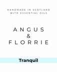 Logo of Angus & Florrie with 'Tranquil' label on a white background