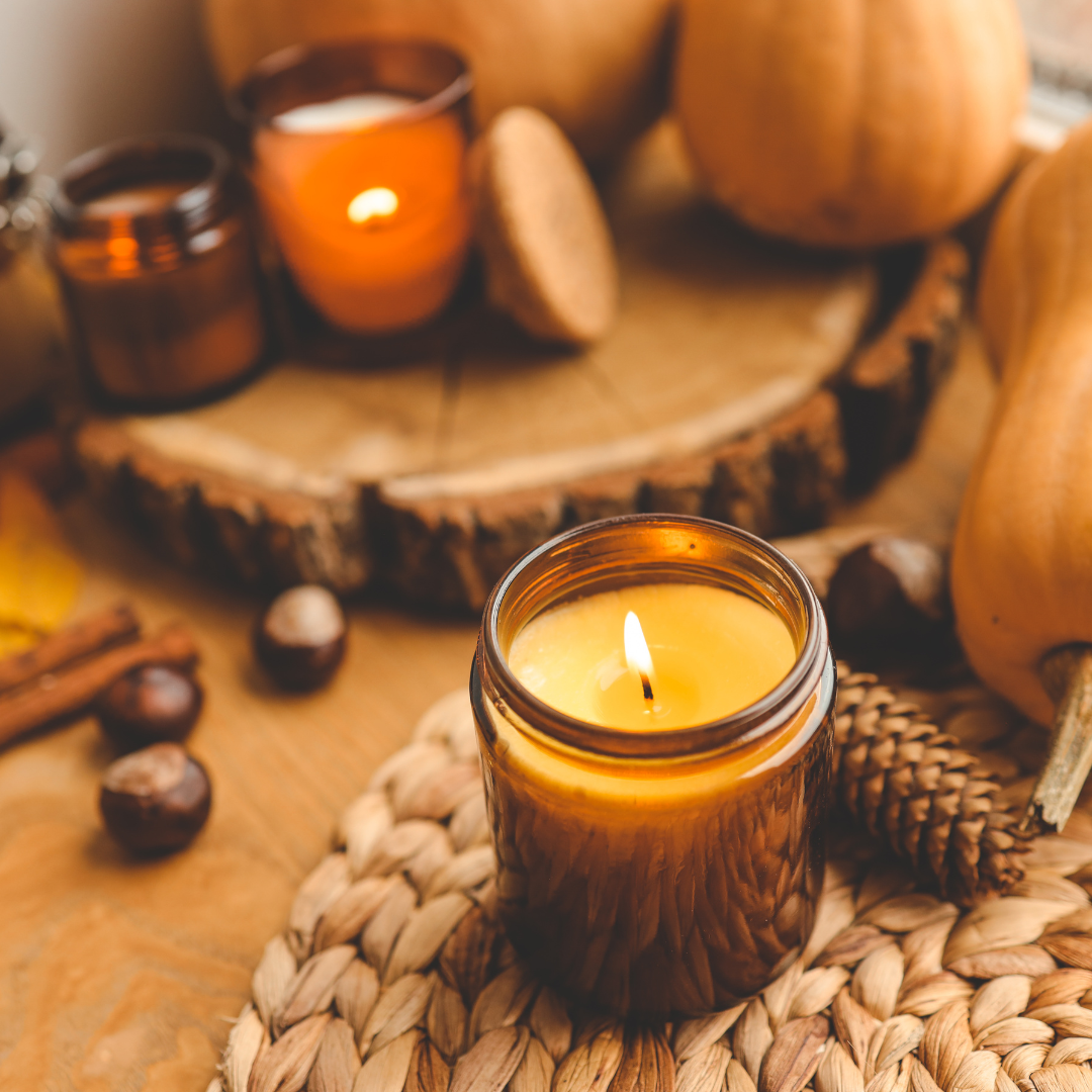 Autumn scene with candles